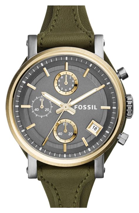 fossil original boyfriend chronograph leather strap watch 38mm|fossil boyfriend watch blue.